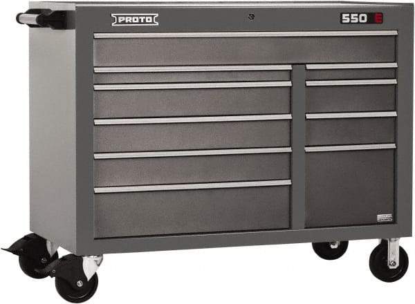 Proto - 10 Drawer Mobile Workstation - 50" Wide x 25-1/4" Deep x 41" High, Steel, Dual Black - Industrial Tool & Supply