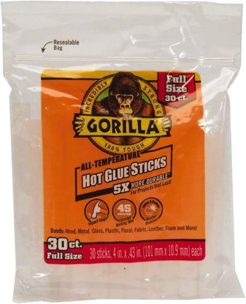 Gorilla Glue - 0.43" Diam, 4" Long, Clear, Hot Melt, Low Melt Glue Stick - Industrial Tool & Supply