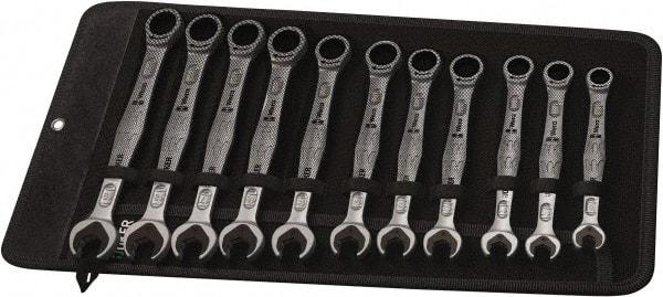 Wera - 11 Piece, 8mm to 19mm, Combination Wrench Set - Metric Measurement Standard, Chrome Vanadium Finish, Comes in Canvas Tool Holster - Industrial Tool & Supply