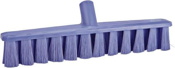 Vikan - 15.25" Fine Particle Polyester Push Broom - 1-7/8" Bristle Length, Plastic Block, European Threaded Handle Connection, Handle Sold Separately - Industrial Tool & Supply