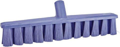 Vikan - 15.25" Fine Particle Polyester Push Broom - 1-7/8" Bristle Length, Plastic Block, European Threaded Handle Connection, Handle Sold Separately - Industrial Tool & Supply