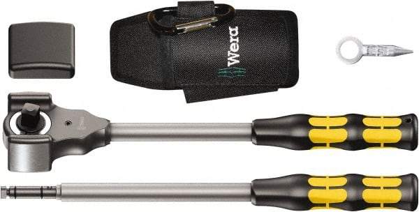 Wera - 1/2" Drive Square Head Ratchet Set - Nickel-Plated Finish, 13-27/64" OAL, 32 Gear Teeth - Industrial Tool & Supply