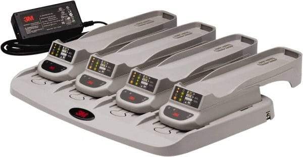 3M - 4-Station Battery Charger Kit & Power Supply - Gray/Black, For PAPR Systems, Compatible with 3M TR-630 & 3M TR-632 - Industrial Tool & Supply