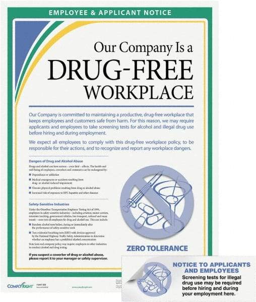 ComplyRight - Safety & Health General Safety & Accident Prevention Training Kit - English, 18" Wide x 24" High, Includes Poster & Notice to Applicants and Employees Stickers - Industrial Tool & Supply
