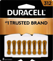 Duracell - Size 312, Zinc Air, 8 Pack, Hearing Aid Battery - 1.4 Volts, Flat Terminal, PR41, ANSI 7002ZD Regulated - Industrial Tool & Supply