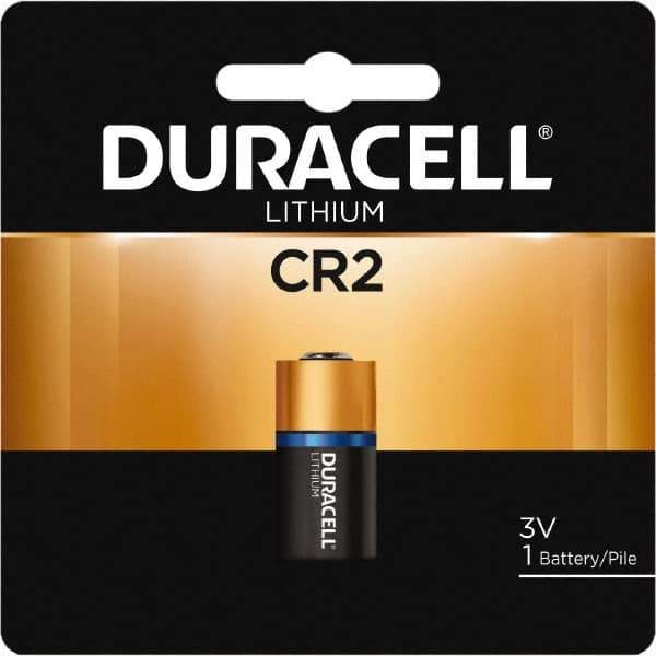Duracell - Size CR2, Lithium, 1 Pack, Button & Coin Cell Battery - 3 Volts, Button Tab Terminal, CR17355, ANSI 5046LC Regulated - Industrial Tool & Supply
