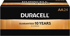 Duracell - Size AA, Alkaline, 24 Pack, Standard Battery - 1.5 Volts, Button Tab Terminal, LR6, ANSI 15A Regulated - Industrial Tool & Supply