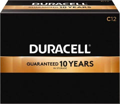 Duracell - Size C, Alkaline, 12 Pack, Standard Battery - 1.5 Volts, Button Tab Terminal, LR14, ANSI 14A Regulated - Industrial Tool & Supply