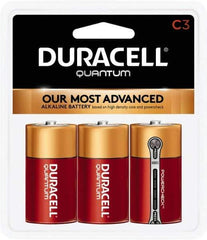 Duracell - Size C, Alkaline, 3 Pack, Standard Battery - 1.5 Volts, Button Tab Terminal, LR14, ANSI 14A Regulated - Industrial Tool & Supply