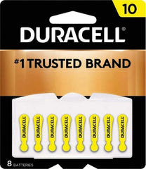 Duracell - Size 10, Zinc Air, 8 Pack, Hearing Aid Battery - 1.4 Volts, Flat Terminal, PR70, ANSI 7005ZD Regulated - Industrial Tool & Supply