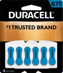 Duracell - Size 675, Zinc Air, 6 Pack, Hearing Aid Battery - 1.4 Volts, Flat Terminal, PR44, ANSI 7003ZD Regulated - Industrial Tool & Supply