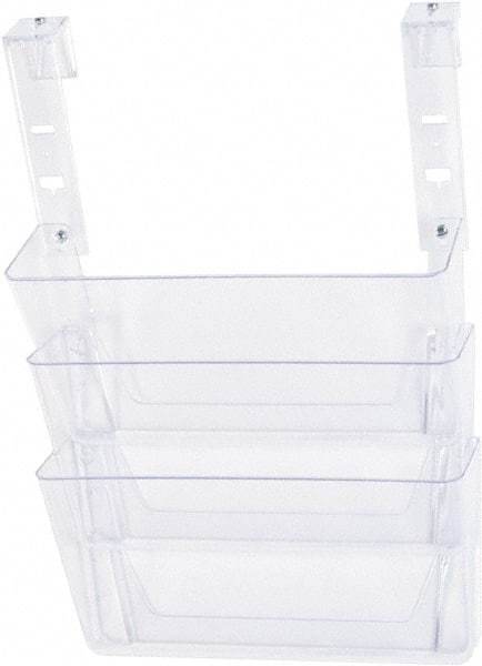 Deflect-o - 13" Wide x 4" Deep x 20" High, 3 Compartments, Plastic Hanging File Folder Racks-Plastic - Clear, 12-3/4" Compartment Width x 3-3/4" Compartment Depth x 6-3/4" Compartment Height - Industrial Tool & Supply