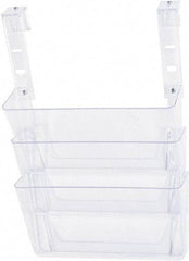Deflect-o - 13" Wide x 4" Deep x 20" High, 3 Compartments, Plastic Hanging File Folder Racks-Plastic - Clear, 12-3/4" Compartment Width x 3-3/4" Compartment Depth x 6-3/4" Compartment Height - Industrial Tool & Supply