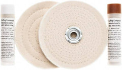 Value Collection - 6" Diam Cushion Sewn, Spiral Sewn Buffing Wheel Set - 1/2 & 7/8" Arbor Hole - Industrial Tool & Supply