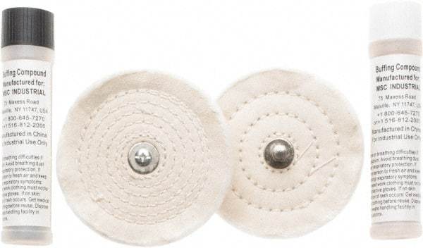 Value Collection - 4" Diam Cushion Sewn, Spiral Sewn Buffing Wheel Set - 1/2" Arbor Hole - Industrial Tool & Supply