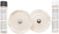 Value Collection - 4" Diam Cushion Sewn, Spiral Sewn Buffing Wheel Set - 1/2" Arbor Hole - Industrial Tool & Supply