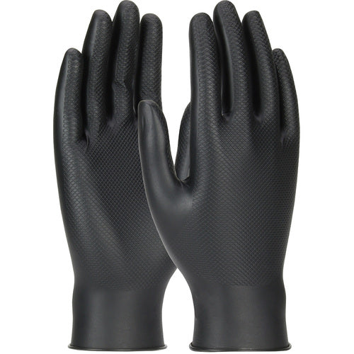 ‎67-246/M Disposable Gloves - Ambi-Dex Grippaz Industrial - Black - 6 Mil Nitrile - Fish Scale - 50/Box - Exact Industrial Supply