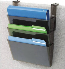 Deflect-o - 13" Wide x 7" High x 4" Deep Plastic Wall File - 3 Compartments, Black - Industrial Tool & Supply