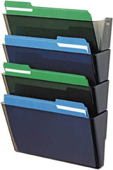 Deflect-o - 13" Wide x 7" High x 4" Deep Plastic Wall File - 4 Compartments, Smoke - Industrial Tool & Supply