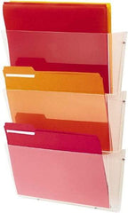 Deflect-o - 14-1/2" Wide x 6-1/2" High x 3" Deep Plastic Wall File - 3 Compartments, Clear - Industrial Tool & Supply