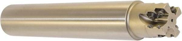 Millstar - 1-1/2" Cut Diam, 1.58" Max Depth, 1-1/2" Shank Diam, Cylindrical Shank Indexable High-Feed End Mill - Screw Holding Method, HFCI-1204 Insert, HFSS Toolholder, Through Coolant - Industrial Tool & Supply
