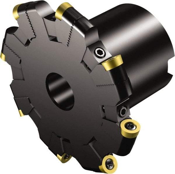 Sandvik Coromant - Shell Mount Connection, 1/2" Cutting Width, 2.106" Depth of Cut, 205.2mm Cutter Diam, 1-1/2" Hole Diam, 16 Tooth Indexable Slotting Cutter - 1-1/2" Shank Diam, R331.32 Toolholder, Rxx..MQ Insert, Right Hand Cutting Direction - Industrial Tool & Supply