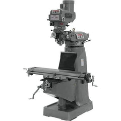 Jet - 9" Table Width x 49" Table Length, Variable Speed Pulley Control, 3 Phase Knee Milling Machine - R8 Spindle Taper, 3 hp - Industrial Tool & Supply