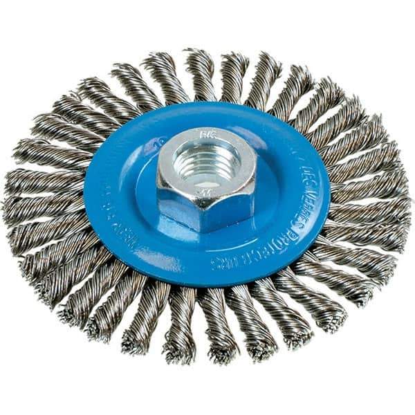 WALTER Surface Technologies - 4" OD, 5/8-11 Arbor Hole, Stringer Bead Stainless Steel Wheel Brush - 3/16" Face Width, 0.02" Filament Diam, 20,000 RPM - Industrial Tool & Supply