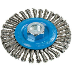 WALTER Surface Technologies - 4" OD, 5/8-11 Arbor Hole, Stringer Bead Stainless Steel Wheel Brush - 3/16" Face Width, 0.02" Filament Diam, 20,000 RPM - Industrial Tool & Supply