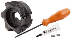 Kennametal - 4" Cut Diam, 1-1/2" Arbor Hole, 3.23mm Max Depth of Cut, 45° Indexable Chamfer & Angle Face Mill - 6 Inserts, HNGJ 0604... Insert, Right Hand Cut, 6 Flutes, Through Coolant, Series Dodeka Mini - Industrial Tool & Supply