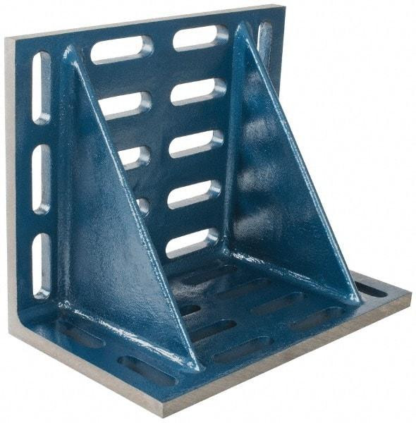 Interstate - 20" Wide x 12" Deep x 16" High Cast Iron Machined Angle Plate - Slotted Plate, Through-Slots on Surface, Double Web, Single Plate - Industrial Tool & Supply