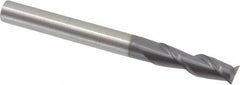 Accupro - 3/16", 5/8" LOC, 3/16" Shank Diam, 2" OAL, 2 Flute, Solid Carbide Square End Mill - Single End, AlTiN Finish, Spiral Flute, 40° Helix, Centercutting, Right Hand Cut, Right Hand Flute - Industrial Tool & Supply