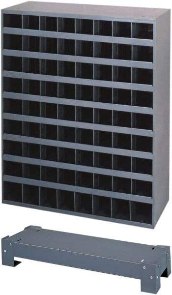 Durham - 72 Bin Bin Shelving Unit with Openings and Base - 12 Inch Overall Depth x 42 Inch Overall Height, Gray Steel Bins - Industrial Tool & Supply