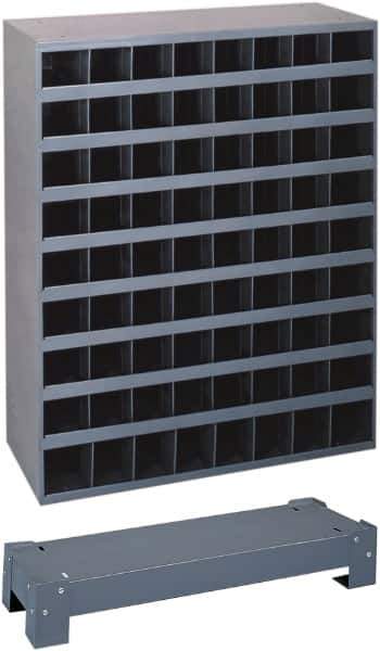 Durham - 40 Bin Bin Shelving Unit with Openings and Base - 12 Inch Overall Depth x 24 Inch Overall Height, Gray Steel Bins - Industrial Tool & Supply