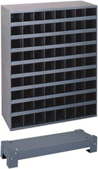 Durham - 40 Bin Bin Shelving Unit with Openings and Base - 12 Inch Overall Depth x 24 Inch Overall Height, Gray Steel Bins - Industrial Tool & Supply