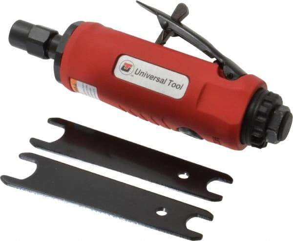 Universal Tool - 1/4" Collet, Straight Handle, Straight Air Die Grinder - 22,000 RPM, Rear Exhaust, 22 CFM, 0.9 hp, 90 psi, 1/4 NPT - Industrial Tool & Supply