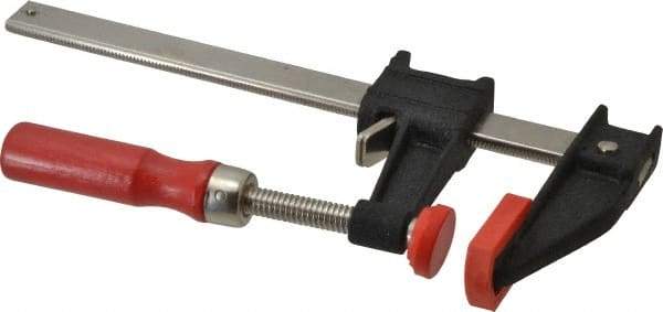 Bessey - 6" Capacity, 2-1/2" Throat Depth Cast Iron Bar Clamp - 600 Lb Clamping Pressure, 10" OAL - Industrial Tool & Supply