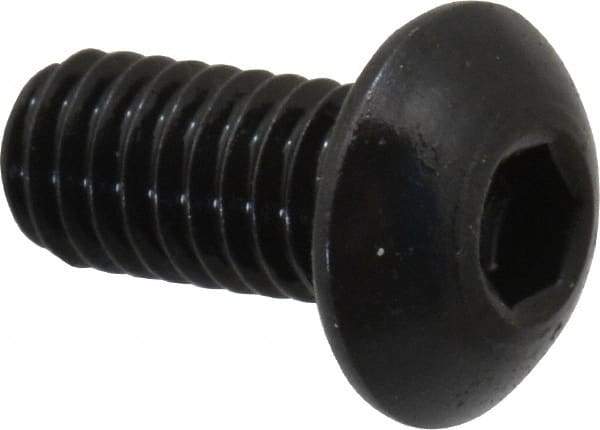 Holo-Krome - M4x0.70 Metric Coarse Hex Socket Drive, Button Screw - Grade 12.9 Alloy Steel, Black Oxide Finish, Fully Threaded, 8mm Length Under Head - Industrial Tool & Supply