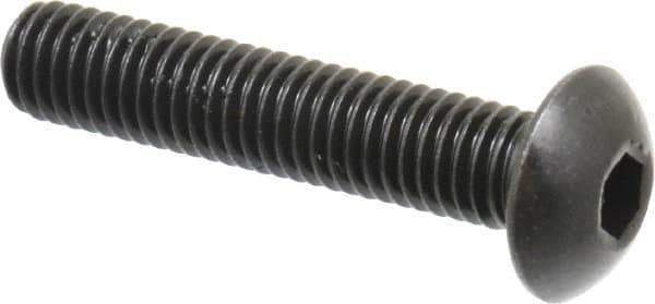 Holo-Krome - M5x0.80 Metric Coarse Hex Socket Drive, Button Screw - Grade 12.9 Alloy Steel, Black Oxide Finish, Fully Threaded, 25mm Length Under Head - Industrial Tool & Supply