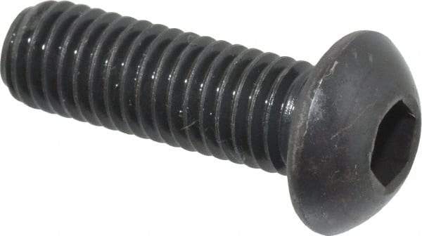Holo-Krome - M8x1.25 Metric Coarse Hex Socket Drive, Button Screw - Grade 12.9 Alloy Steel, Black Oxide Finish, Fully Threaded, 25mm Length Under Head - Industrial Tool & Supply