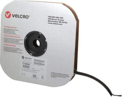 VELCRO Brand - 1" Wide x 10 Yd Long Adhesive Backed Hook Roll - Continuous Roll, Black - Industrial Tool & Supply
