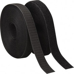 VELCRO Brand - 1" Wide x 10 Yd Long Sew On Hook & Loop Roll - Continuous Roll, Black - Industrial Tool & Supply