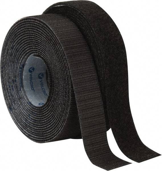 VELCRO Brand - 1" Wide x 5 Yd Long Adhesive Backed Hook & Loop Roll - Continuous Roll, Black - Industrial Tool & Supply