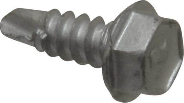 Elco - #8, Hex Washer Head, Hex Drive, 1/2" Length Under Head, #2 Point, Self Drilling Screw - Steel - Industrial Tool & Supply