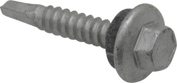 Elco - #12-14, Hex Washer Head, Hex Drive, 1-1/4" Length Under Head, #2 Point, Self Drilling Screw - Steel - Industrial Tool & Supply