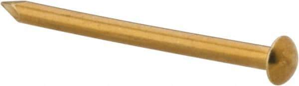 Made in USA - 18 Gauge, 3/4" OAL Escutcheon Pin Nails - Smooth Shank, Brass, Bright Finish - Industrial Tool & Supply