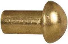 Made in USA - 3/16" Body Diam, Round Brass Solid Rivet - 3/8" Length Under Head - Industrial Tool & Supply