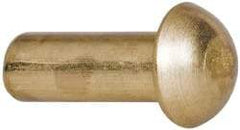 Made in USA - 3/16" Body Diam, Round Brass Solid Rivet - 1/2" Length Under Head - Industrial Tool & Supply