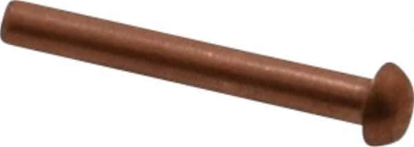 Made in USA - 1/8" Body Diam, Round Copper Solid Rivet - 1" Length Under Head - Industrial Tool & Supply