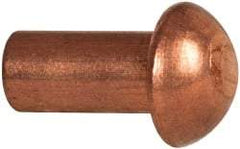 Made in USA - 3/16" Body Diam, Round Copper Solid Rivet - 3/8" Length Under Head - Industrial Tool & Supply